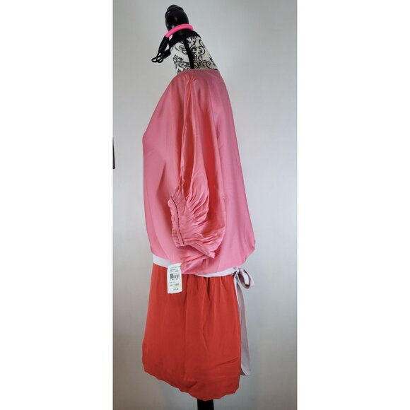 DIANE Von FURSTENBERG DVF Edna SILK Color Pink DOLMAN SLEEVE BELT DRESS Size 10 - Picture 11 of 16